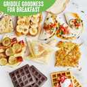 GreenLife Electric Waffle Sandwich Maker, Toaster, Panini Press with Healthy Ceramic Nonstick Plates, Perfect for Tuna Melts, Crispy Rice, Grilled Cheese, LED Indicator Light, PFAS-Free, Turquoise