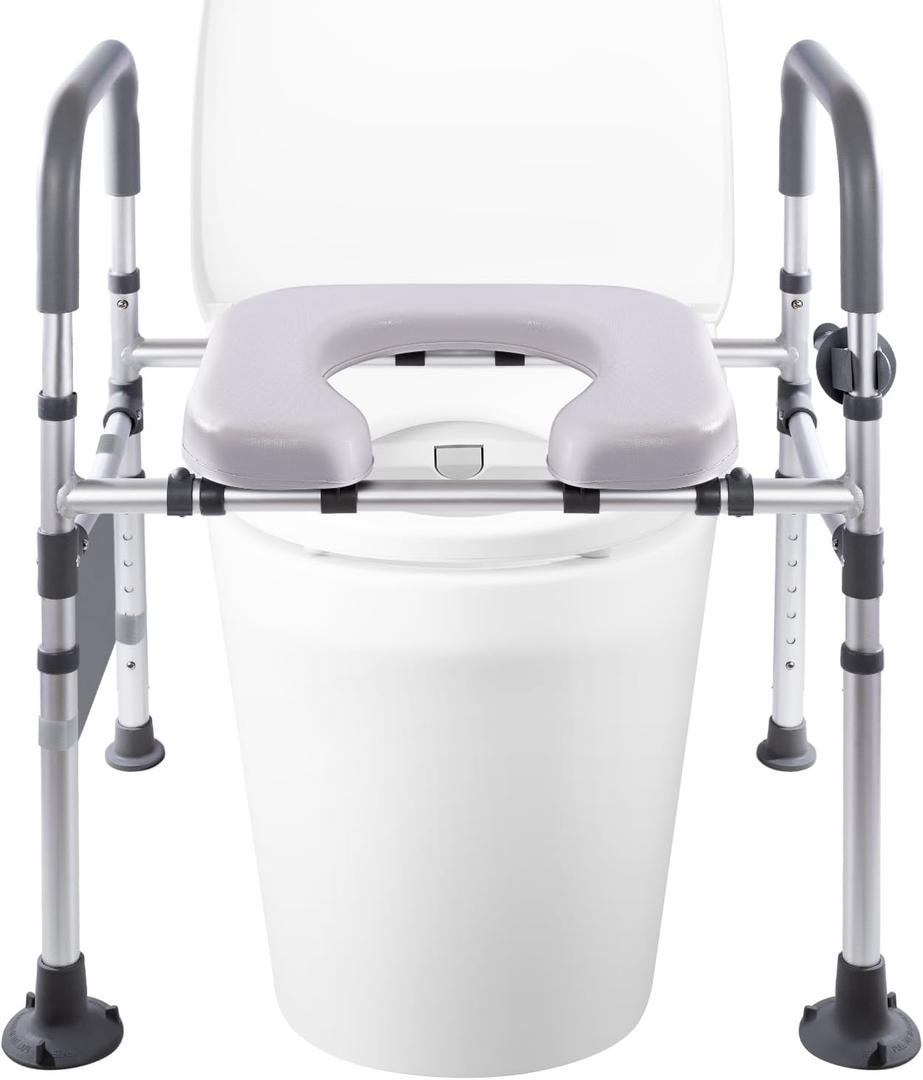 Adjustable Raised Toilet Seat with Handles - FSA HSA Eligible Toilet Riser for Seniors & Handicap, Fits Any Toilet, Supports 400lbs