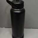 40oz Insulated Water Bottle with Straw, Stainless Steel Metal Vacuum Water Flask, Large Thermal Water bottle with Leakproof 3 Lids for Travel, Camping, Gym Sports Black