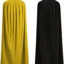 2 x Adult Reversible Cape Stand Collar Cloak Medieval Dracula Vampire Devil Costume Halloween Masquerade Men Women (Yellow)
