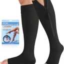 CASMON 15-20mmHg Zipper Compression Socks for Women and Men, Knee High Compression Stockings, Medical Open Toe Support Socks for Varicose Veins, Post-surgery, Swelling, Nurses, Pregnancy (1 Pair) M