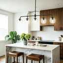 Modern Black Glass 5-Light Linear Pendant Light, Kitchen Island Chandelier, 42.9"L x 5.9"W x 87"H