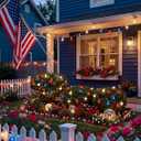 4th of July Decorations String Lights, 25Ft Outdoor Patio String Lights with 27 G40 Red White and Blue Bulbs(2 Spare), Independence Day Red White Blue Lights for Patriotic Party Garden Festival Decor