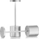 Rechargeable Cordless Table Lamp, 5000mAh Battery Operated Outdoor Waterproof Portable Led Touch Desk Lamps for Home Restaurant Dinning Bar Patio Small Table Lights (2Pack Silver)