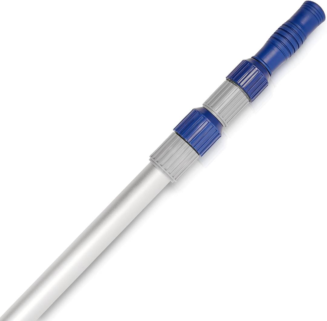 Poolvio 12 FT Telescopic Swimming Pool Pole - Adjustable 2 Piece Aluminum Pool Pole for Pool Cleaning Skimmer Nets Vacuum Heads & Brushes, Strong Grip & Lock (12 Foot)