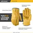 Wells Lamont Men's Slip-On HydraHyde Leather Work Gloves Water-Resistant, Breathable, Durable Ideal for Gardening, Landscaping, Ranching Heavy Duty Leather Work Gloves Saddletan, Medium
