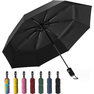 Rain-Mate Windproof Compact Umbrellas for Rain - Portable Folding Travel Umbrella - Auto Open & Close Button (Black)