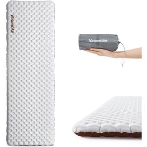 Naturehike Ultralight Insulated Sleeping Pad with R5.8, 3.2in Thickened Patchworkable Inflatable Double Sleeping Mat for Camping, Hiking, Climbing with Inflatable Bag (Silver-Rectangular)