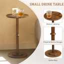 MaxSmeo Drink Table, Small Side Table for Small Spaces, Modern Round End Table with Fluted Wood Leg, Rustic Brown