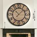 Mee 2ou Large Wall Clock for Living Room Decor, Non Ticking Silent, Battery Operated Modern Vintage Wood Oversized Decorative Wall Clock for Bedroom Kitchen Farmhouse Office Decor, 20"