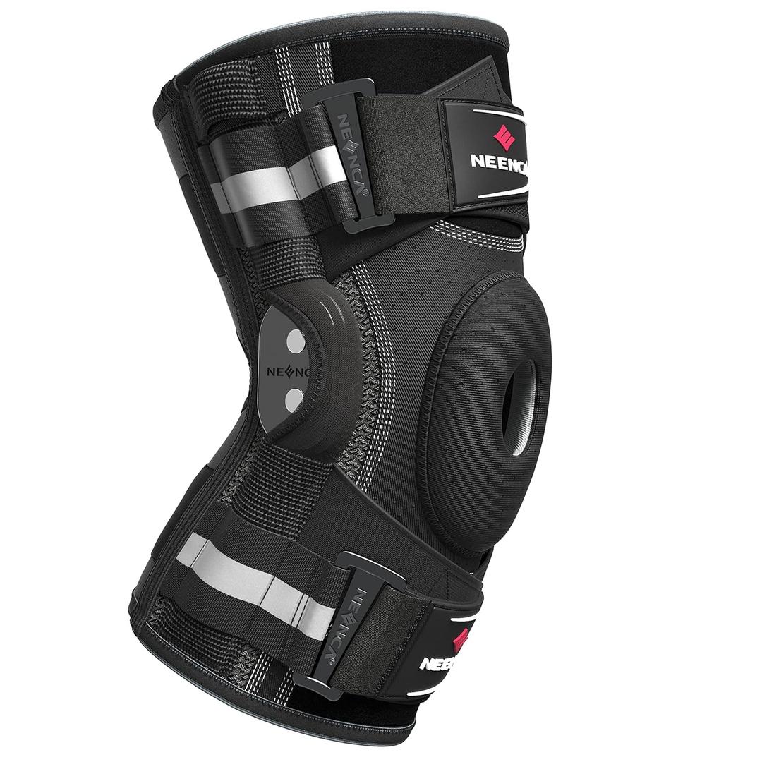 NEENCA Professional Knee Brace for Knee Pain, Hinged Knee Support with Patented X-Strap Fixing System, Strong Stability for Pain Relief, Arthritis, Meniscus Tear, ACL, PCL, MCL, Runner, Sport, Workout (Medium, Black - Single)