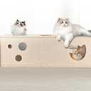 Cat Tunnel for Indoor Cats, DIY Transformable Cat Hideaway Cave, Felt Kitten Play Tubes and Tunnels, Felt Peekaboo Cat Toy with Interactive Peek Holes (Beige, Straight Tunnel)