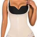 SHAPERX Women's Fajas Colombianas Shapewear Postpartum Tummy Control Body Shaper Butt Lifter Bodysuit (XL, Beige)