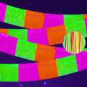 Mega-L Glow in The Dark Party Supplies, 4 Pack Foil Fringe Garland Birthday Party Decorations 9.8 ft Fluorescent Macaron Orange, Yellow and Fuchsia Metallic Tinsel Banner, Photo Booth Prop Table Skirt