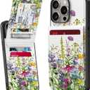 Bemal for iPhone 13 Pro Wallet Case, Built-in Card Holder, Fashion Printed, RFID Blocking, PU Leather Kickstand, Magnetic Closure, Shockproof Phone Cover for Women and Men, Blooming Floral