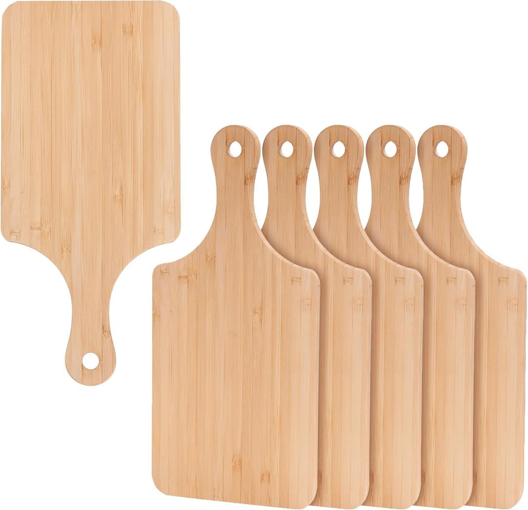 Sparkle Race 6pcs Wood Cutting Boards for Kitchen, 11" Bamboo Cutting Board for Fruit Vegetable, Wooden Chopping Board with Handle, Small Charcuterie Boards Serving Board Set for House Warming Gifts