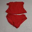 Tempt Me Two Piece Tankini Bathing Suits for Women One Shoulder Swim Top with Bottom Swimsuits (Large, Red)