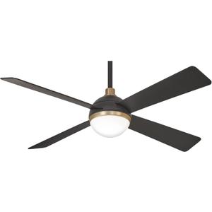 MINKA-AIRE F623L-BC/SBR Orb 54 Inch Ceiling Fan with Integrated 16W LED Light, Black Brushed Carbon/Soft Brass Finish