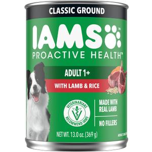 IAMS Proactive Health Adult Wet Dog Food Classic Ground with Lamb and Rice, 13 oz. Can