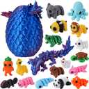 Prefilled Easter Egg 3D Printed Dragon with 18Pcs Mini Animals, Easter Egg Fillers Basket Stuffers, Easter Egg Hunt, Classroom Games Supplies, Party Favors for Boys Teens