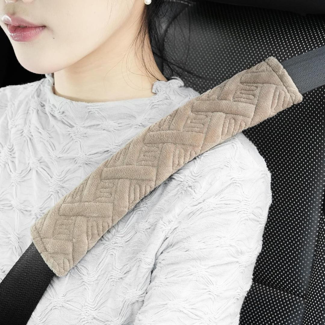 JUSTTOP 2-Pack Universal Car Seat Belt Pads Cover for A More Comfortable Driving, Seat Belt Shoulder Strap Covers Harness Pad for Car Interior Accessories(Khaki)
