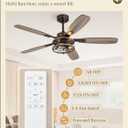 52 Inch Farmhouse Ceiling Fan with Light and Remote, Oil Bronze Industrial Flush Mount Ceiling Fans with 6 Speed Reversible Motor and Dual Finish 5 Blades, Rustic Ceiling Fan for Living Room, Bedroom