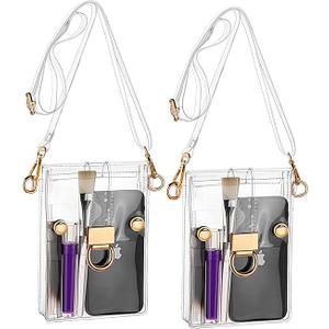 Clear Bag Stadium Approved 2 Pieces Transparent Crossbody Bag Clear PVC Bag Plastic Clear Side Bag See Through Crossbody Bags for Women Girls Men Cell Phone Sporting Events Concert School Clear Bag Stadium Approved 2 Pieces Transparent Crossbody Bag Clear PVC Bag Plastic Clear Side Bag See Through Crossbody Bags for Women Girls Men Cell Phone Sporting Events Concert School