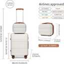 Kono Carry On Luggage Set Airline Approved Lightweight PC+ABS Carry On Suitcase with TSA Lock Spinner Wheels Durable Luggage Hardside White, 2-Piece Set