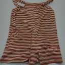 Yousify Womens Fall Casual Sleeveless Romper Loose Striped Tied Shorts Overalls Jumpsuit with Pockets 2025 Clothes (Large, Orange)