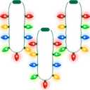 Blowata Christmas Light Necklace, 3PCS Christmas Necklace with 3 Flash Modes, Colorful Xmas Light up Decorations for Christmas Necklaces Party Favors Festival Party Supplies Ugly Sweater Decor