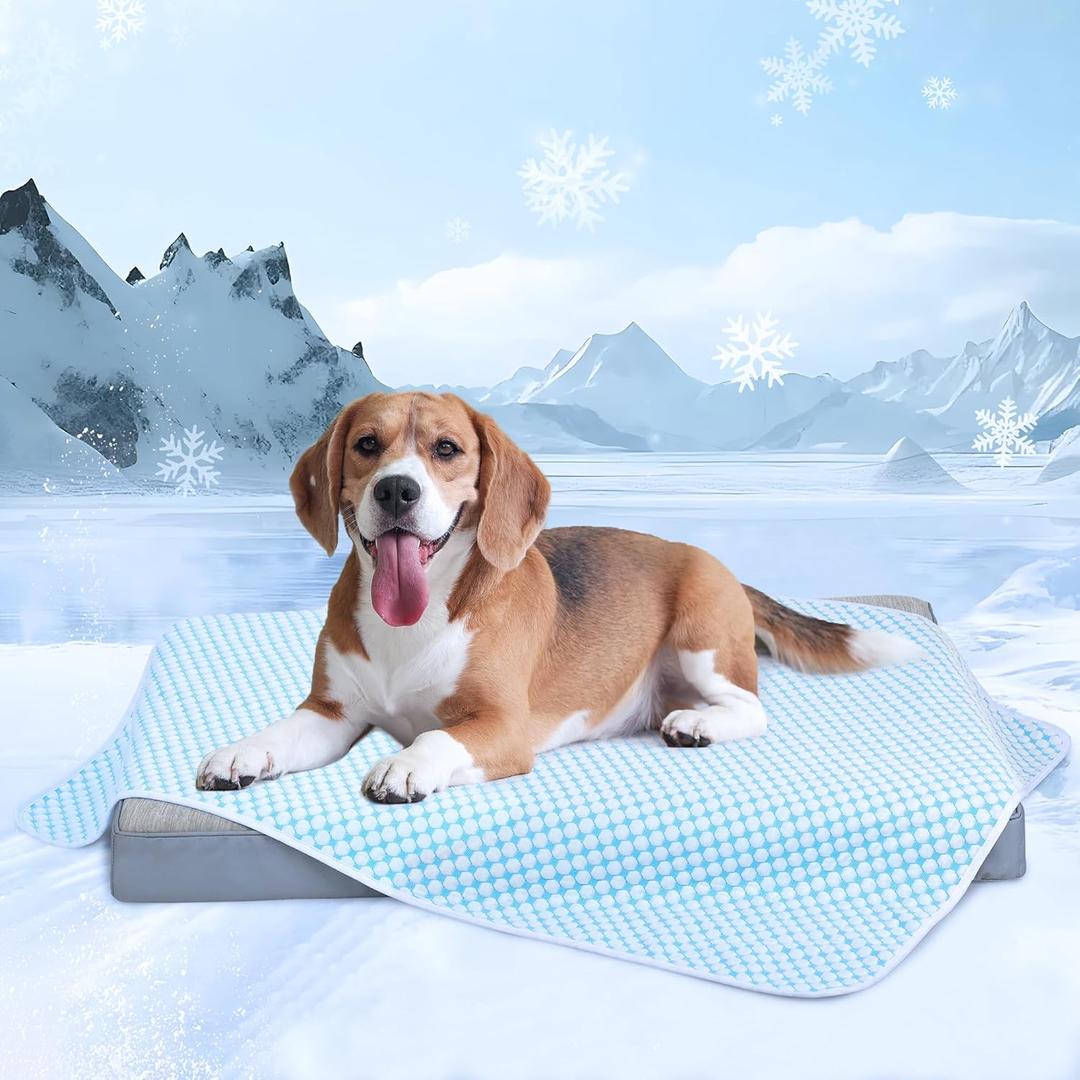 Chicute Cooling Blanket for Dogs - Q-MAX>0.4 Waterproof Pet Throw Blanket Bed Cover, Non-Slip Dog Blankets for Couch Protector, Washable Furniture Cover for Summer, Pearl Blue,30x40 In