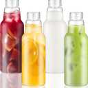 34 Oz Glass Juice Bottles with Lids, Glass Bottles, BPA Free, Borosilicate Glass for Juicing, Smoothies, Infused Water, Beverage Storage, Shaker Bottles (4 Pack)