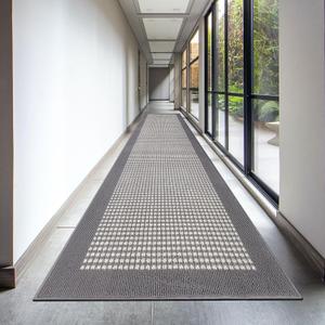 Ileading Runner Rug for Hallways 2.6'x12' Heavy-Duty Durable Entryway Floor Mat with Non Slip Rubber Backing High Traffic Carpet Machine Washable Accent Farmhouse Rugs for Kitchen, Living Room(Grey)