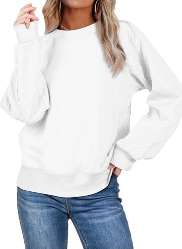 SHEWIN Women's Crewneck Sweatshirts Patchwork Texture Long Sleeve Tops Casual Loose Pullover Sweatshirt Fall Clothes XXL
