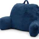 Reading Pillow Large Bed Pillow,Backrest with Arms, Back Support for Sitting Up in Bed, Couch for Lounging Bedrest,Blue