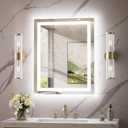 TokeShimi 24x30 LED Bathroom Mirror with Lights,Front Lit + Backlit,Anti-Fog LED Mirror for Bathroom,Stepless Dimmable 3-Color Light,Tempered Glass,Memory,UL Listed,Waterproof (30"L x 24"W)