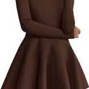PRETTYGARDEN Fall Cocktail Dresses for Women Elegant Classy Wedding Guest 2026 Long Sleeve Homecoming Party A Line Mini Dress (Brown, S)