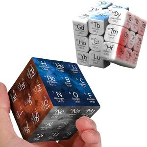 Periodic Table Speed Cube, 3x3 Educational Puzzle Toy, UV Printed Elements, Stickerless, 2 Pack