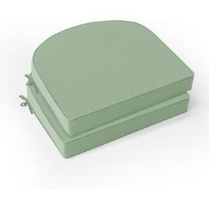 Outdoor Chair Cushions Set of 2: Waterproof & Fade Resistant Patio Furniture Cushions - 18.5 x 16 x 2 Inch Non Slip Round Corner Seat Cushion Pads with Removable Cover for Garden Yard Lawn, Sage Green