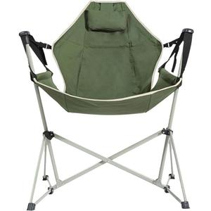 Camping Rocking Chair Foldable Chair Lawn Chairs 250LBS Capacity 300LBS Capacity with Adjustable Back Seat Carry Bag Compact Design for Camp Beach Picnic, Set of 2 (Green)