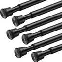 FVONZN Tension Curtain Rod Spring Tension Black 28-46Inch adjustable Curtain Rod 6PCS small Tension Rod of Small Window Cupboard Kitchen Closet