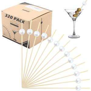 2 x Cocktail Toothpicks for Appetizers - (Pack of 320) 4.75 Inch Decorative Toothpicks for Appetizers, Cocktail Picks for Drinks  Fancy Toothpicks for Appetizers (White)
