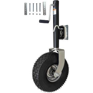 Beach Boat Trailer Jack, 13.38in Trailer Jack Wheel, Heavy-Duty Bolt-On Swivel Tongue Jack, 2000lb Capacity, 11in Vertical Load (2000lbs/900kg) (BLACK/2000LBS)