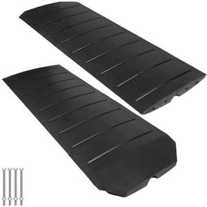 All Black Rubber Driveway Ramps 66139lbs Capacity Low Profile Car Threshold Ramp Curbside Bridge Ramps for Loading Dock, Garage, Sidewalk, Truck, Scooter, Motorcycle & Wheelchair 2 Pack