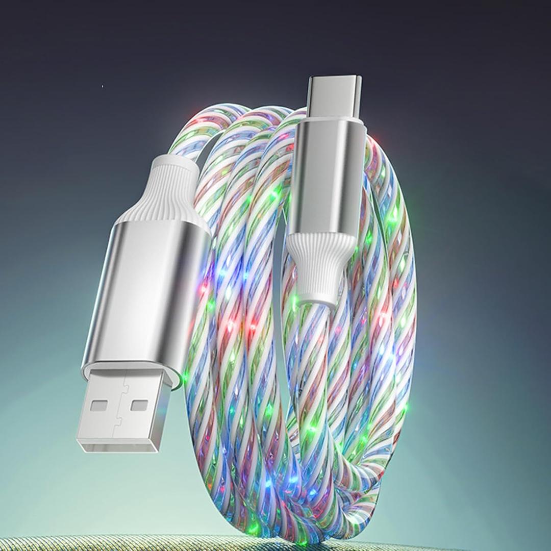 10FT LED USB A to C Cable Starry Light Up Type C Charging Cable Lighted USB C Charger Cord Compatible with Phone 16 15, Samsung Galaxy S24 S23, Pixel and More,Colorful