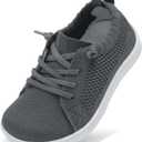 LeIsfIt Toddler Shoes Girls Boys Wide Shoes Kids Barefoot Shoes Zero Drop Minimalist Sneakers Slip on Tennis Shoes Dark Grey 7 Toddler