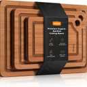 Bamboo Cutting Board for Kitchen, Knife-Friendly Wooden Cutting Boards Set 3-Piece with Juice Groove, Durable Chopping Boards for Meat, Vegetables, Fruits, Cheese  Multi-Purpose, Kitchen Gifts (Brown)
