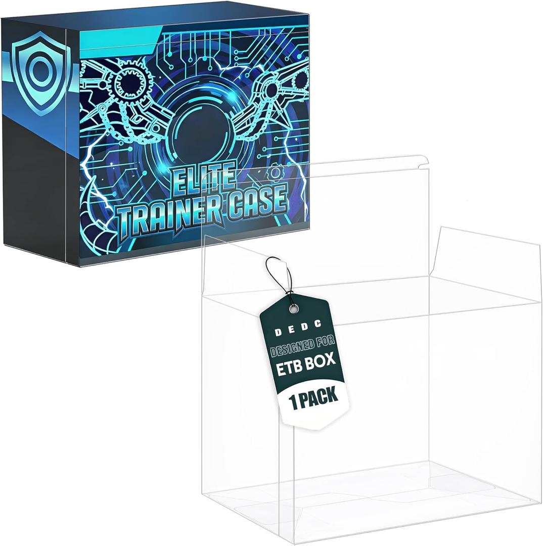 DEDC 2pcs ETB Protector Case Plastic Protectors Display Case Stackable UV Protection Thick Protector PET Plastic Case Compatible with Elite Trainer Box Hobby Display Case
