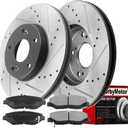 MotorbyMotor 282mm Front Brake Kit Rotors and Brake Pads Replacement for Honda Accord Civic CR-V Element, Acura ILX Drilled & Slotted Disc Brake Rotor & Ceramic Pads 31257, 12040036