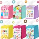 Yeaqee 24 Pcs Donut Bag Donut Party Favors Candy Bags with Handles 5.91" x 8.27" x 3.15" Sweet Doughnut Treat Candy Gift for Girls Kids Birthday Party Baby Shower Holiday Decorations